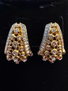 Vintage Elizabeth Taylor for Avon “Evening Star” Earrings—GoldTone, Clear Stones